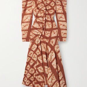 Ulla Johnson Priyanka Ruched Tie-dyed Midi